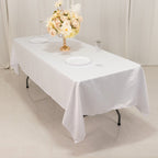 Lamour Satin 60"x102" Rectangle Tablecloth White - Durable & Silky Soft Feel Table Cover for Weddings & Banquets - Bell Racket Store