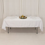 Lamour Satin 60"x102" Rectangle Tablecloth White - Durable & Silky Soft Feel Table Cover for Weddings & Banquets - Bell Racket Store