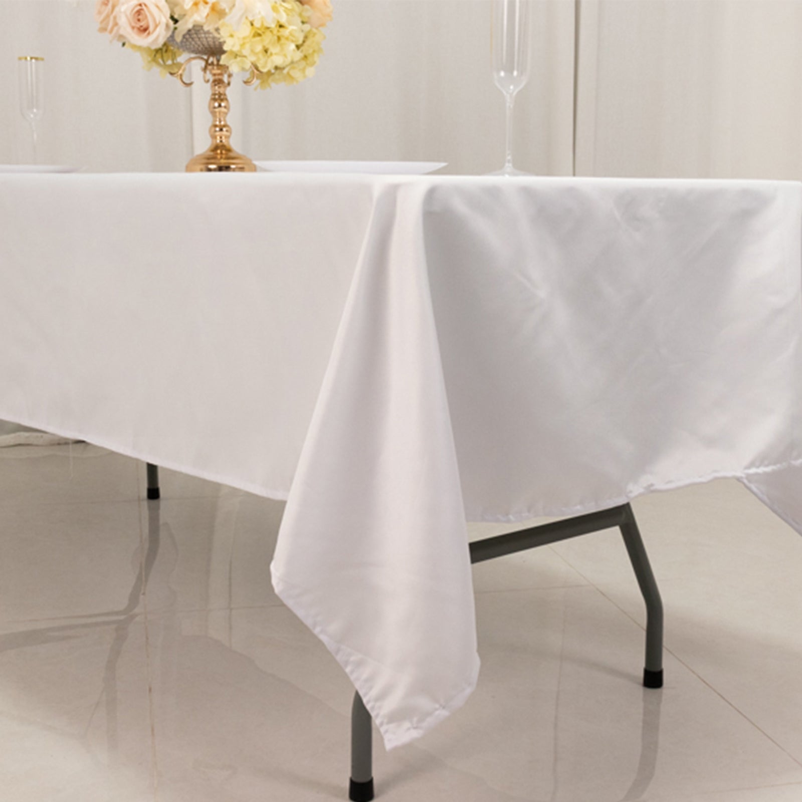 Lamour Satin 60"x102" Rectangle Tablecloth White - Durable & Silky Soft Feel Table Cover for Weddings & Banquets - Bell Racket Store