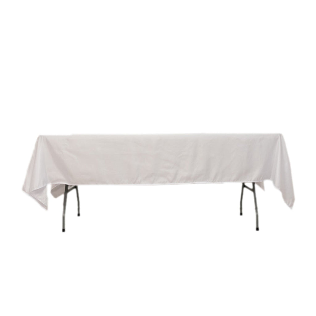 Lamour Satin 60"x102" Rectangle Tablecloth White - Durable & Silky Soft Feel Table Cover for Weddings & Banquets - Bell Racket Store