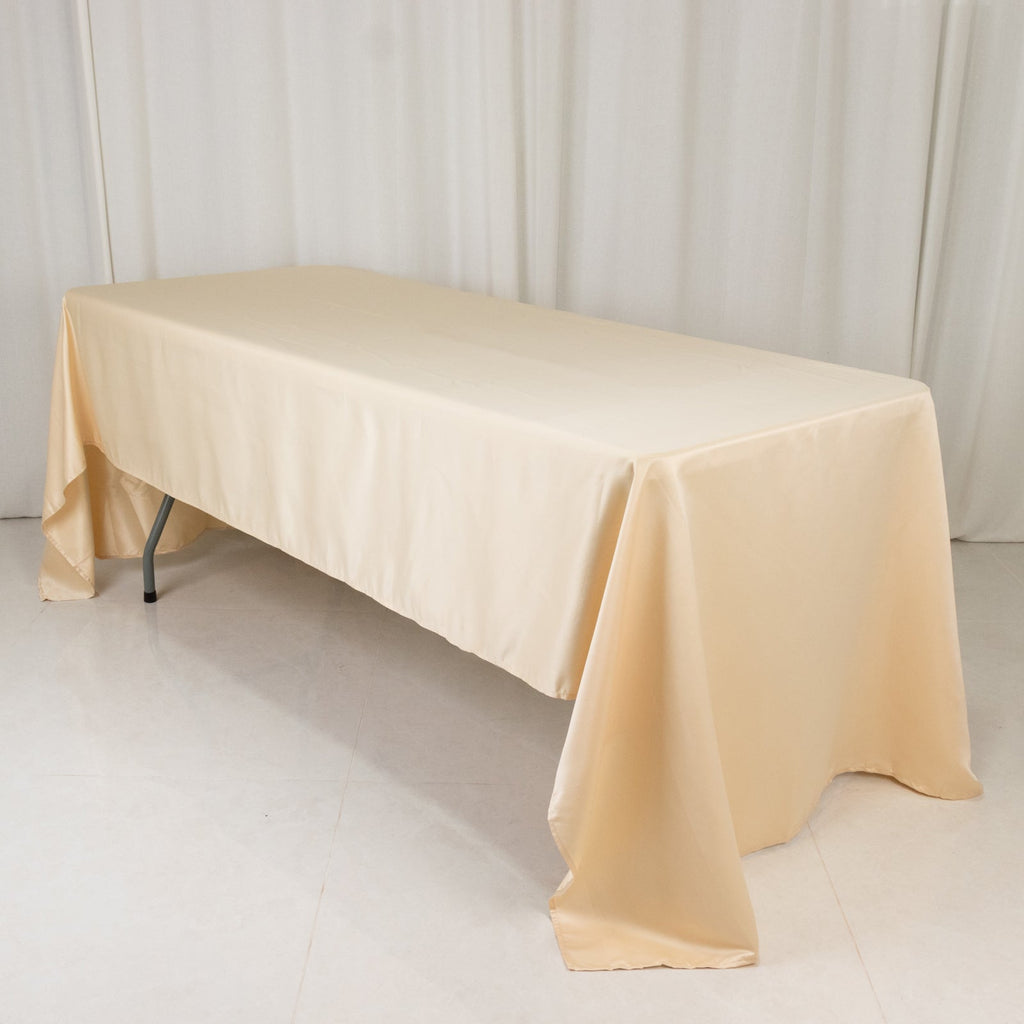 Lamour Satin 60"x126" Rectangle Tablecloth Beige - Soft & Silk - Like Table Cover - Bell Racket Store