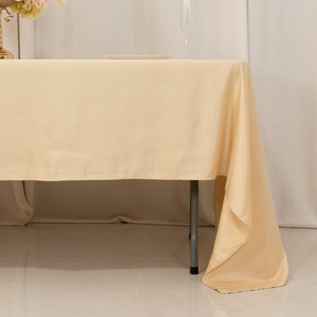 Lamour Satin 60"x126" Rectangle Tablecloth Beige - Soft & Silk - Like Table Cover - Bell Racket Store