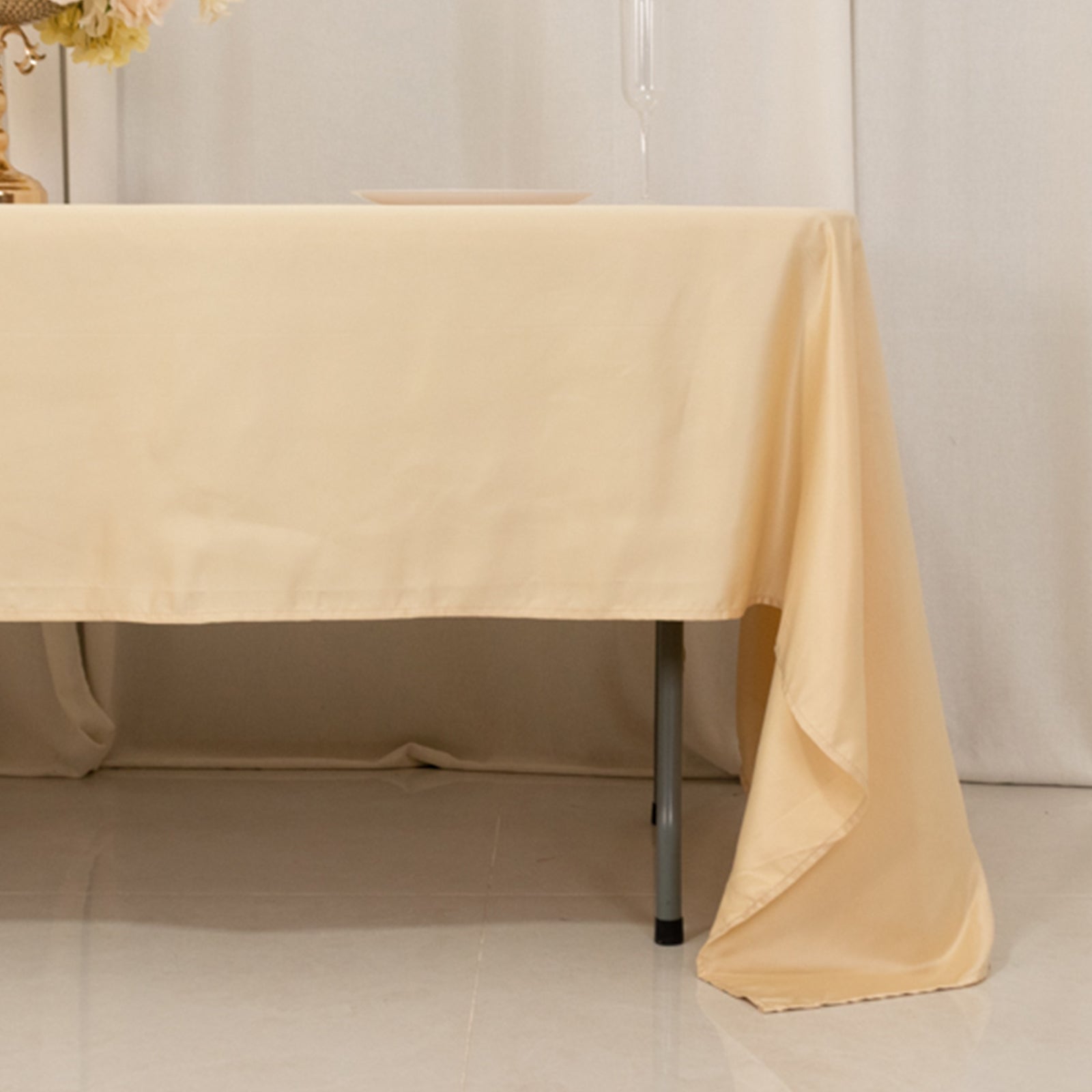 Lamour Satin 60"x126" Rectangle Tablecloth Beige - Soft & Silk - Like Table Cover - Bell Racket Store