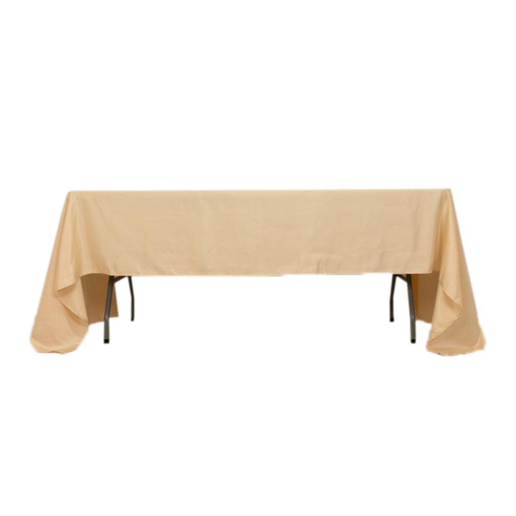 Lamour Satin 60"x126" Rectangle Tablecloth Beige - Soft & Silk - Like Table Cover - Bell Racket Store