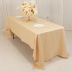 Lamour Satin 60"x126" Rectangle Tablecloth Beige - Soft & Silk - Like Table Cover - Bell Racket Store