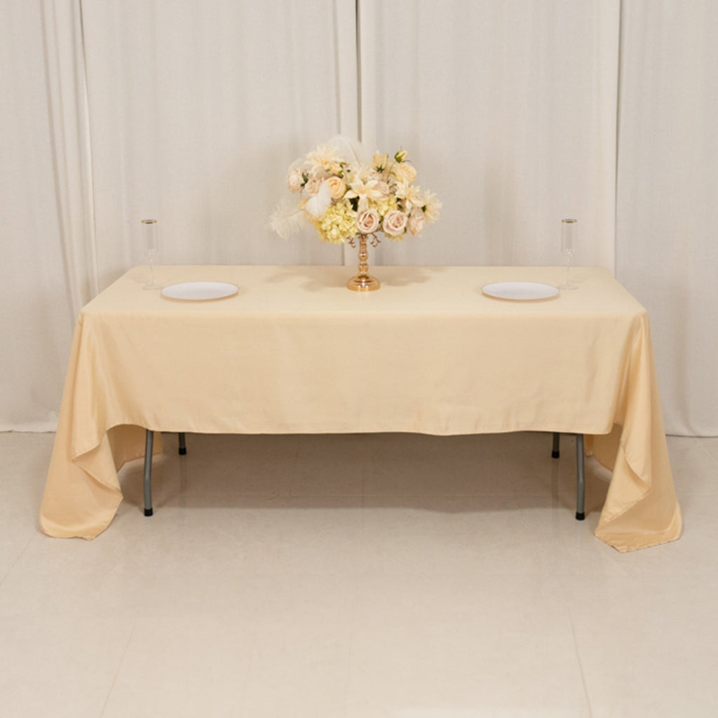 Lamour Satin 60"x126" Rectangle Tablecloth Beige - Soft & Silk - Like Table Cover - Bell Racket Store