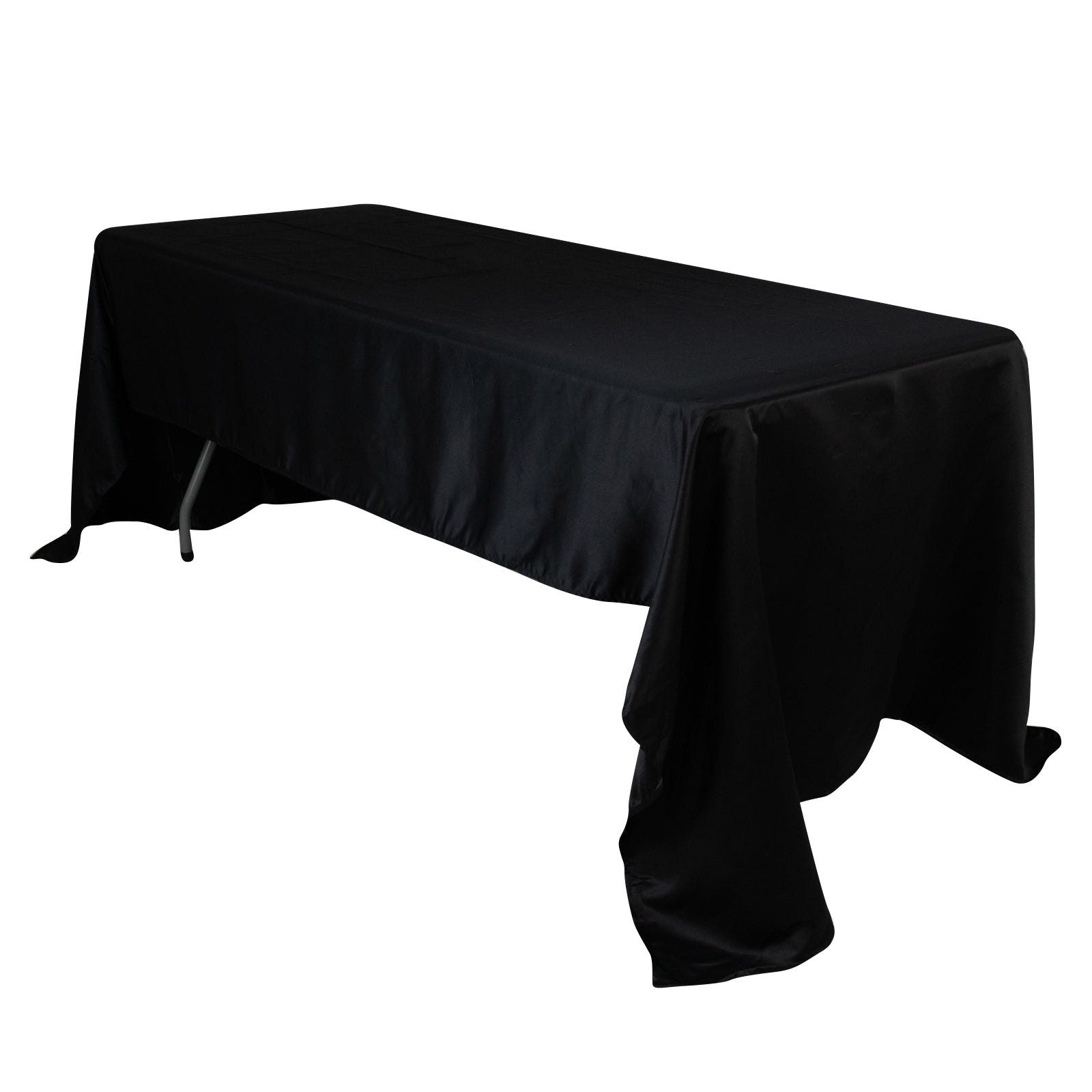 Lamour Satin 60"x126" Rectangle Tablecloth Black - Soft & Silk - Like Table Cover for Upscale Dining - Bell Racket Store