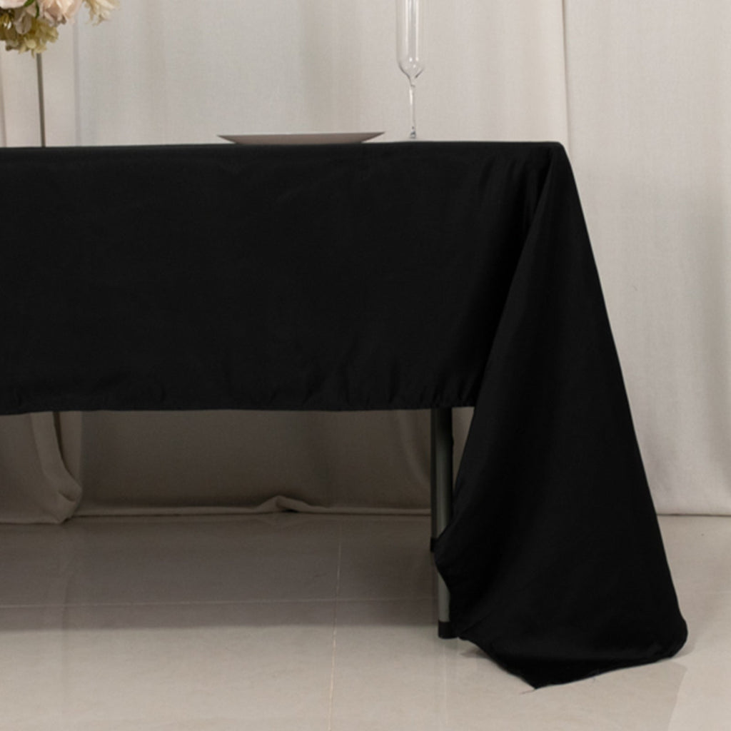 Lamour Satin 60"x126" Rectangle Tablecloth Black - Soft & Silk - Like Table Cover for Upscale Dining - Bell Racket Store