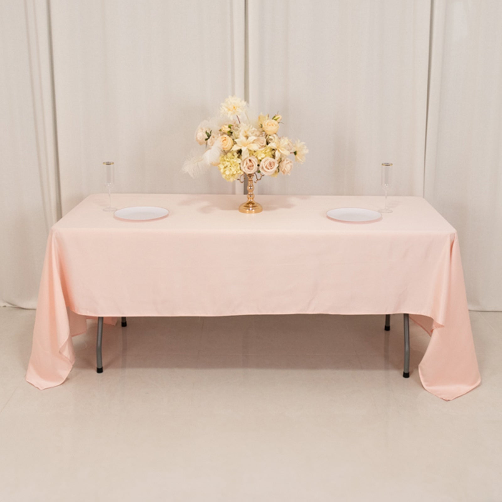 Lamour Satin 60"x126" Rectangle Tablecloth Blush - Soft & Silk - Like Table Cover - Bell Racket Store