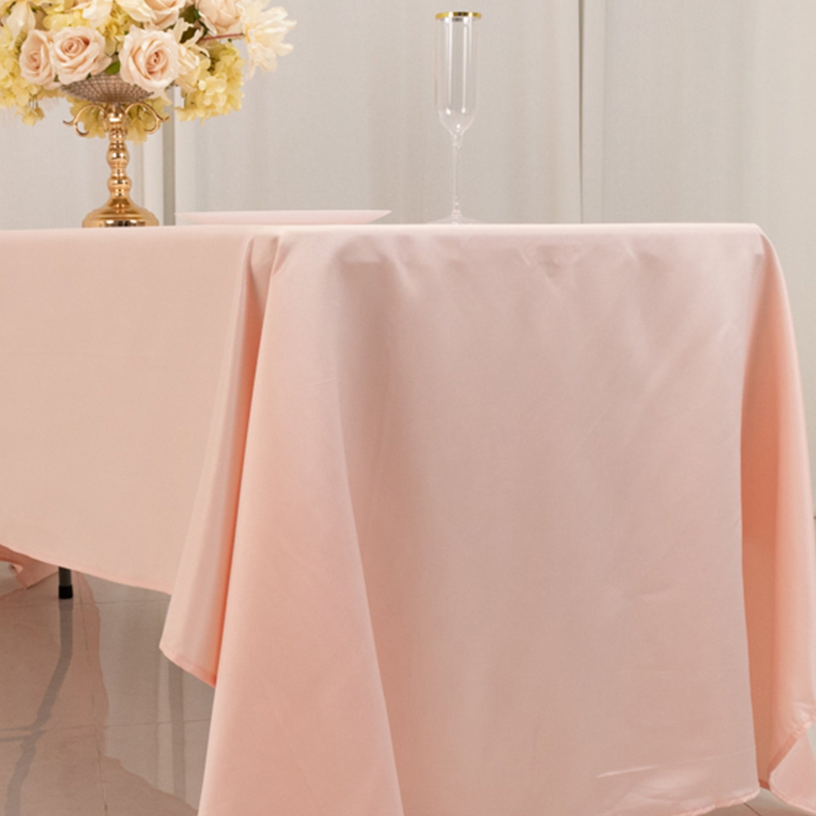 Lamour Satin 60"x126" Rectangle Tablecloth Blush - Soft & Silk - Like Table Cover - Bell Racket Store