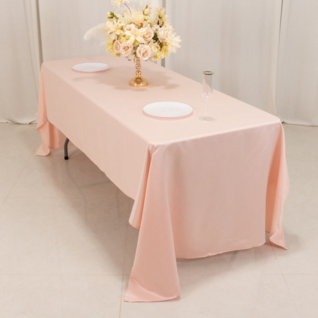 Lamour Satin 60"x126" Rectangle Tablecloth Blush - Soft & Silk - Like Table Cover - Bell Racket Store
