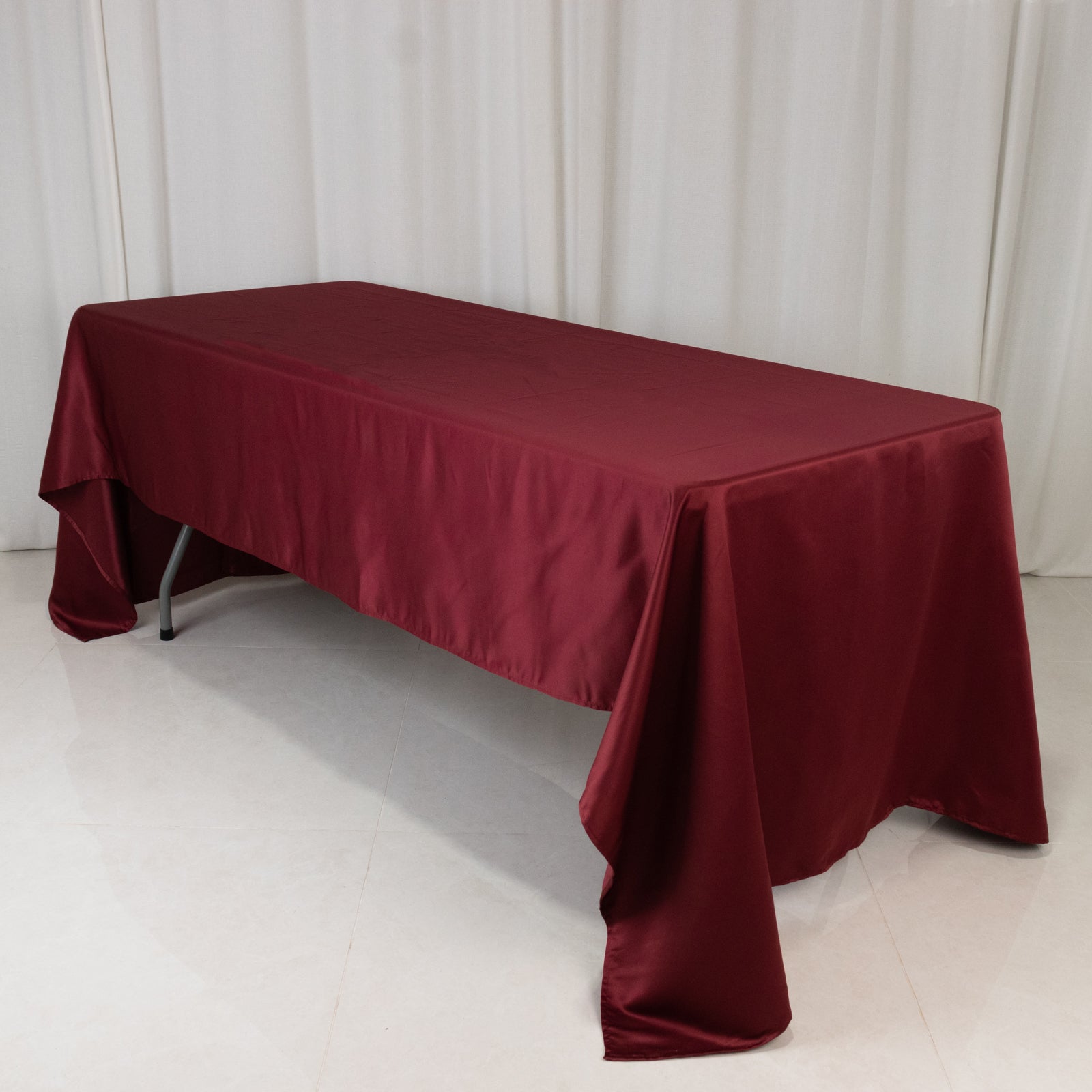 Lamour Satin 60"x126" Rectangle Tablecloth Burgundy - Soft & Silk - Like Table Cover - Bell Racket Store