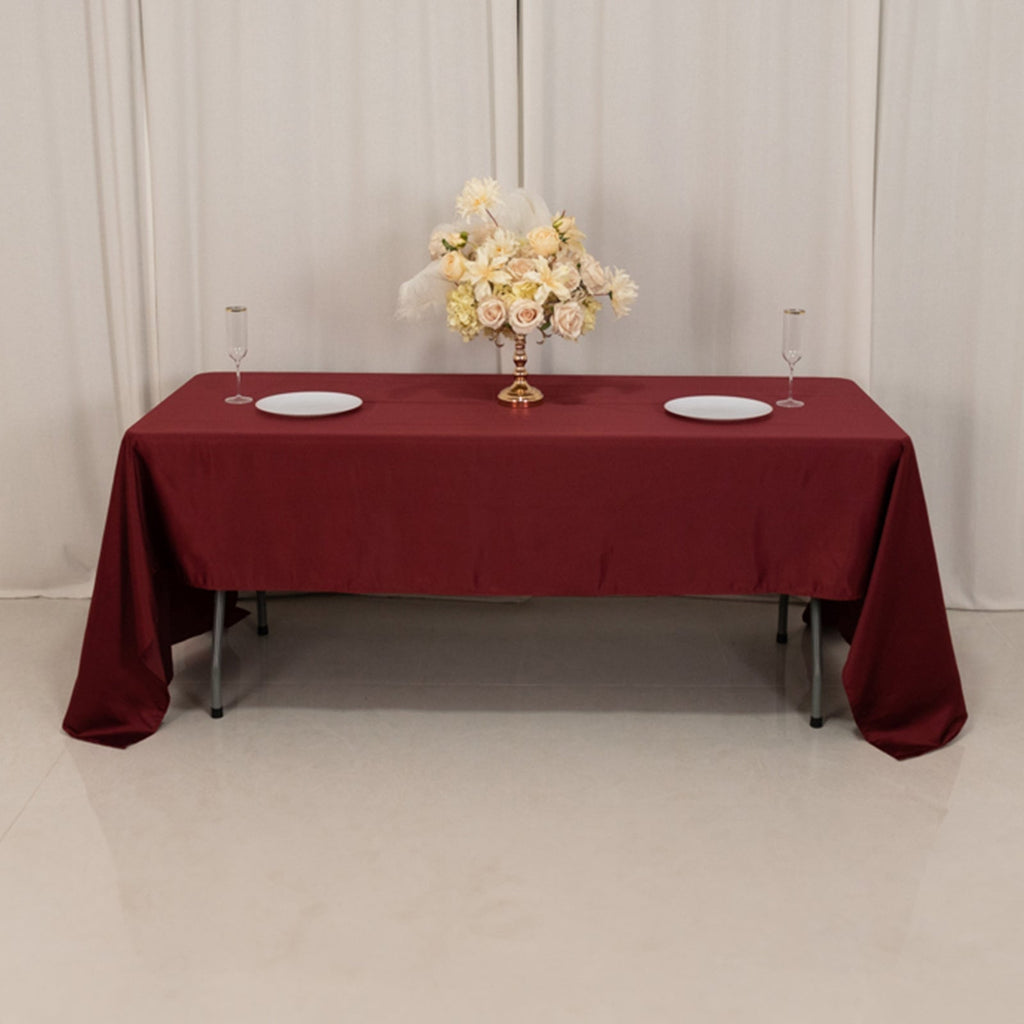 Lamour Satin 60"x126" Rectangle Tablecloth Burgundy - Soft & Silk - Like Table Cover - Bell Racket Store