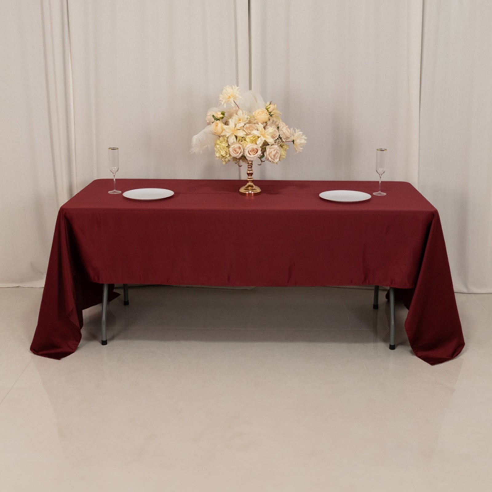 Lamour Satin 60"x126" Rectangle Tablecloth Burgundy - Soft & Silk - Like Table Cover - Bell Racket Store