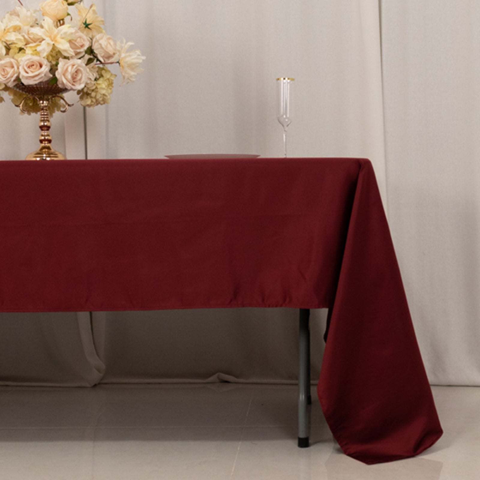 Lamour Satin 60"x126" Rectangle Tablecloth Burgundy - Soft & Silk - Like Table Cover - Bell Racket Store