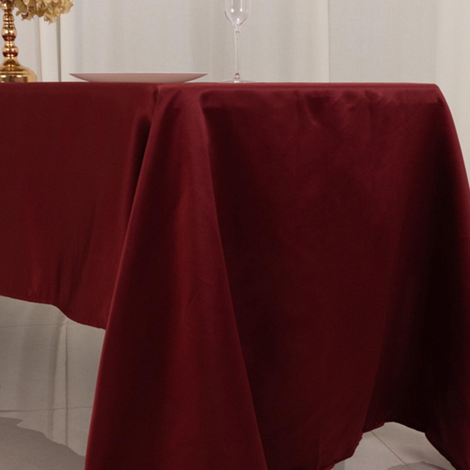 Lamour Satin 60"x126" Rectangle Tablecloth Burgundy - Soft & Silk - Like Table Cover - Bell Racket Store