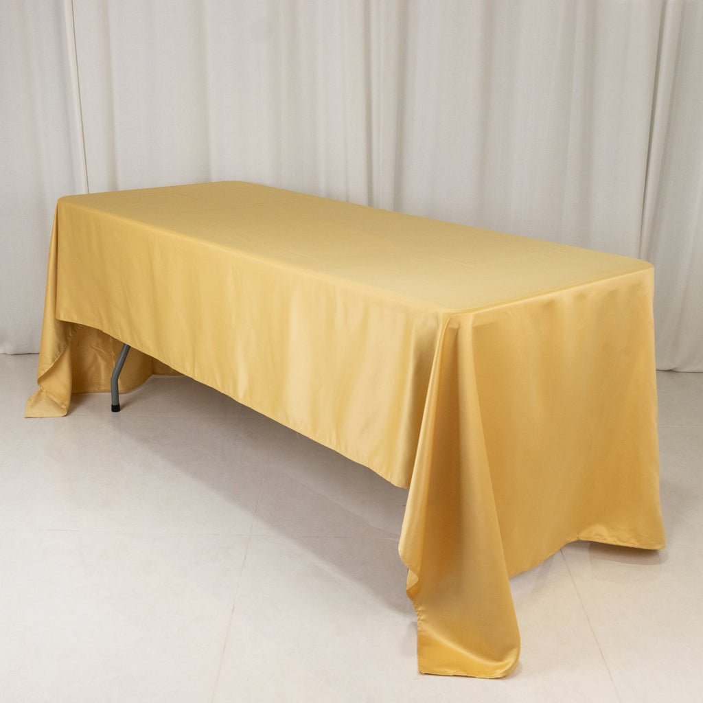 Lamour Satin 60"x126" Rectangle Tablecloth Champagne - Soft & Silk - Like Table Cover - Bell Racket Store