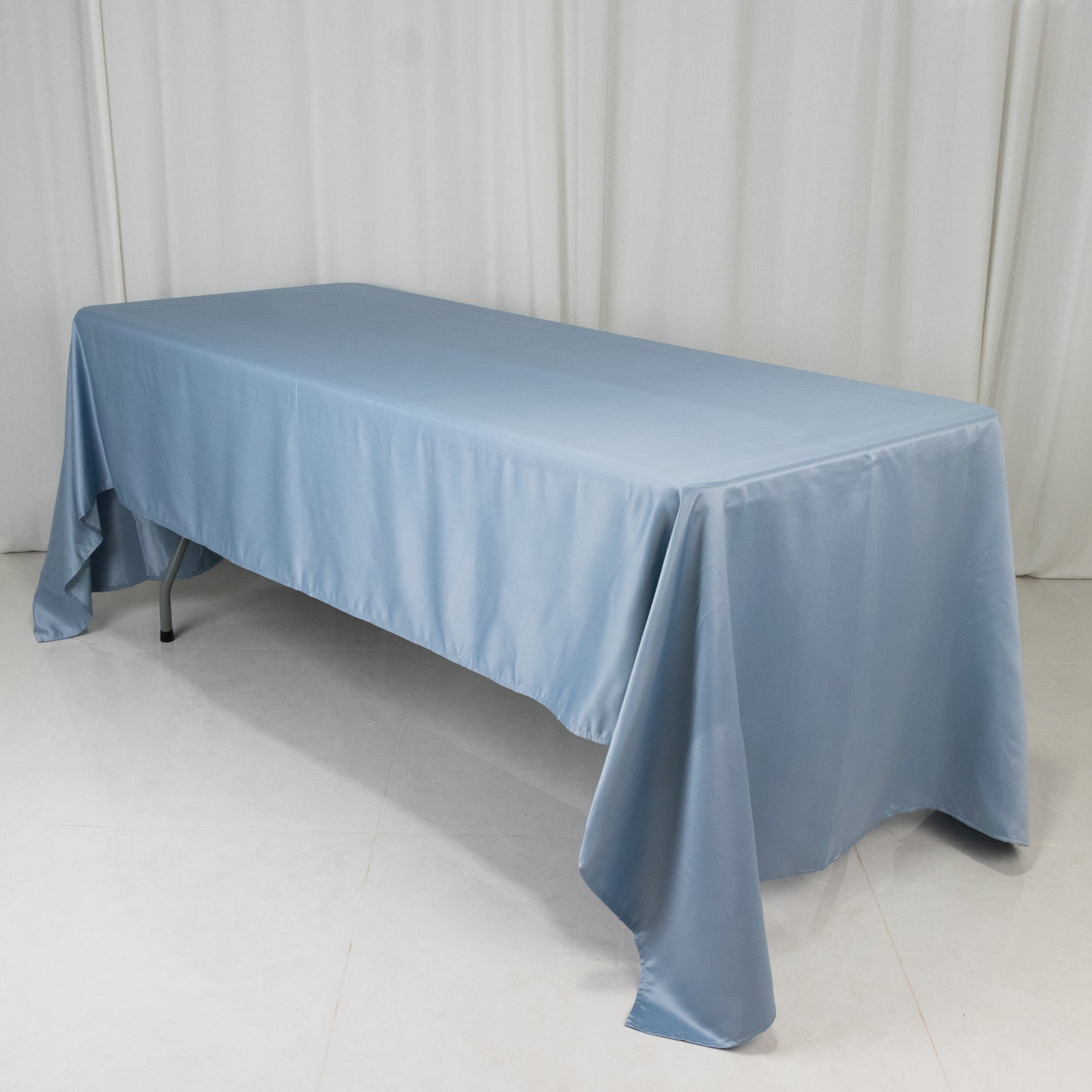 Lamour Satin 60"x126" Rectangle Tablecloth Dusty Blue - Soft & Silk - Like Table Cover - Bell Racket Store