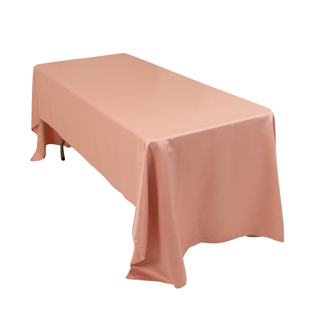 Lamour Satin 60"x126" Rectangle Tablecloth Dusty Rose - Soft & Silk - Like Table Cover - Bell Racket Store