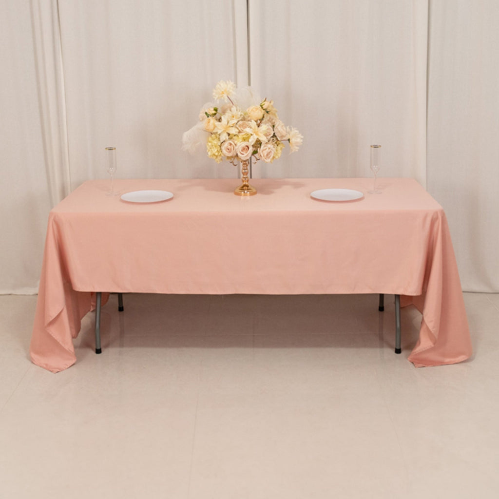 Lamour Satin 60"x126" Rectangle Tablecloth Dusty Rose - Soft & Silk - Like Table Cover - Bell Racket Store