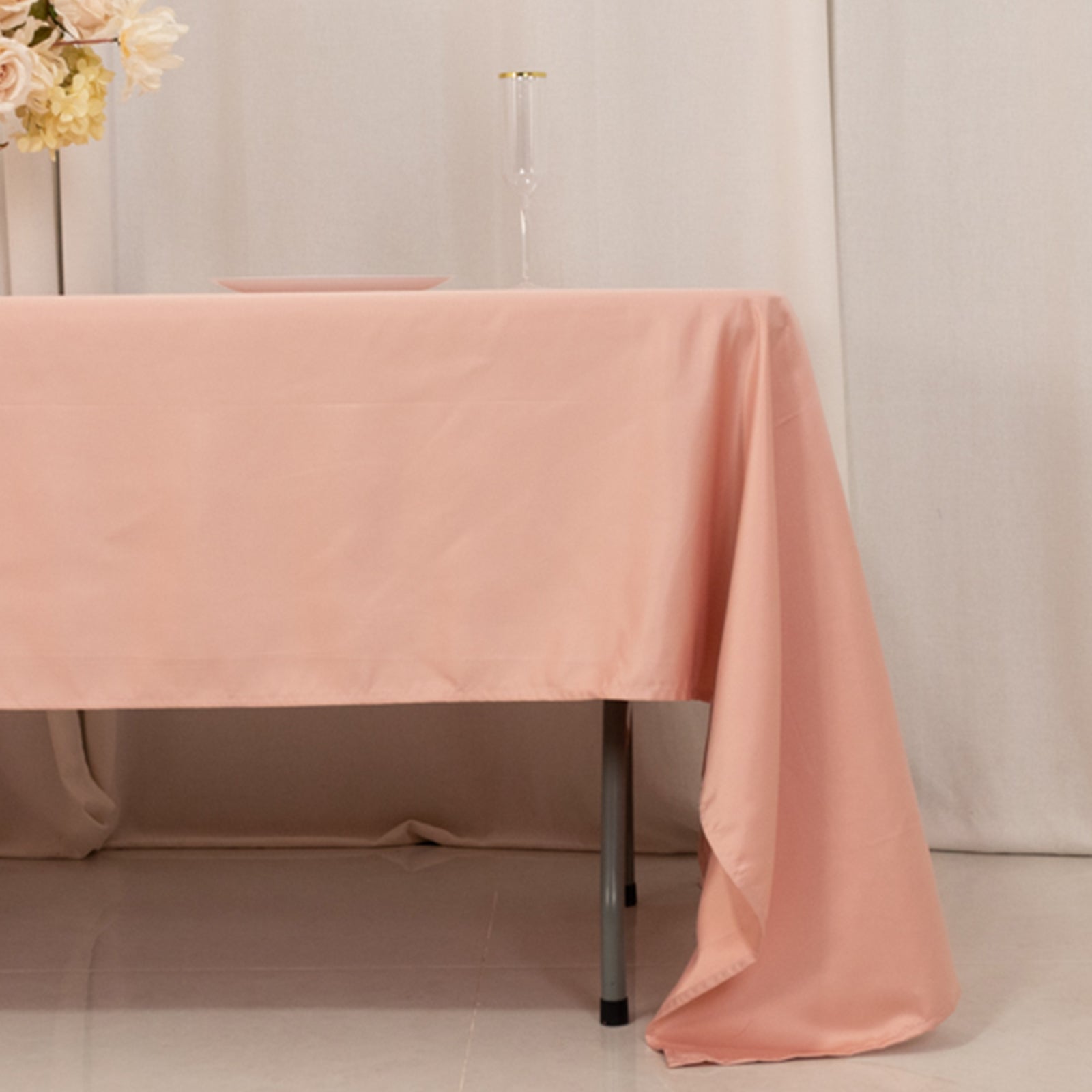 Lamour Satin 60"x126" Rectangle Tablecloth Dusty Rose - Soft & Silk - Like Table Cover - Bell Racket Store