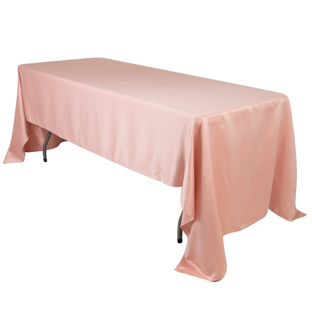 Lamour Satin 60"x126" Rectangle Tablecloth Dusty Rose - Soft & Silk - Like Table Cover - Bell Racket Store
