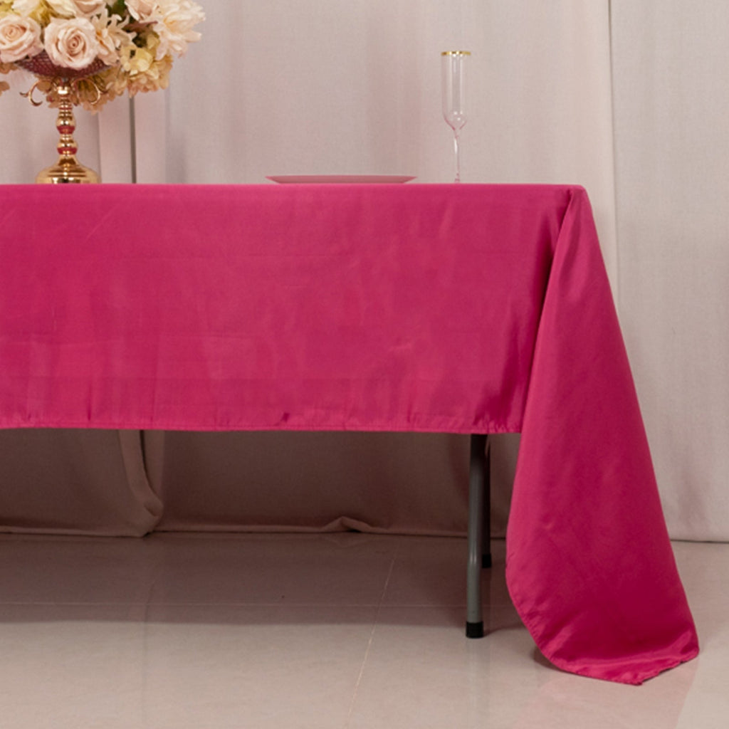 Lamour Satin 60"x126" Rectangle Tablecloth Fuchsia - Soft & Silk - Like Table Cover - Bell Racket Store
