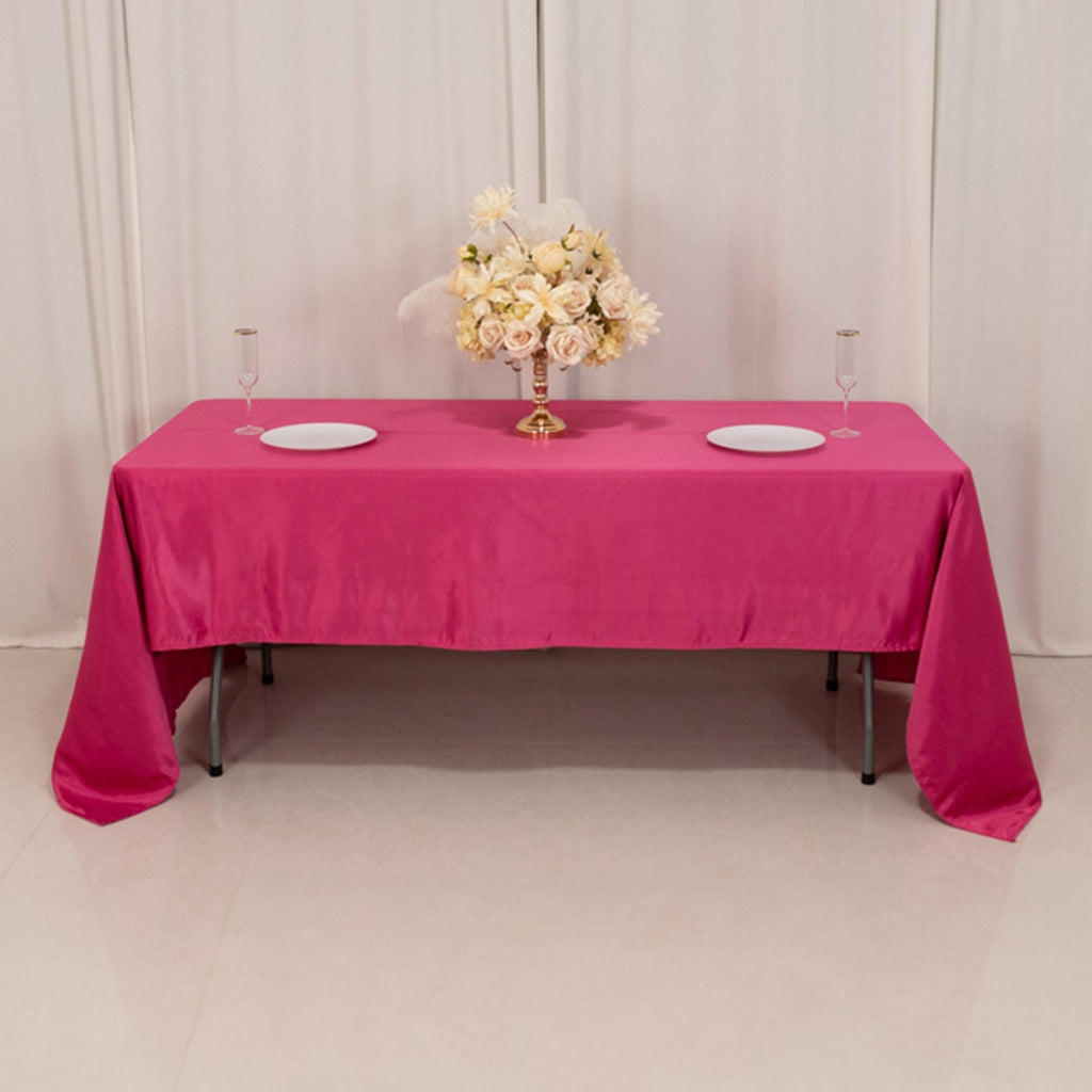 Lamour Satin 60"x126" Rectangle Tablecloth Fuchsia - Soft & Silk - Like Table Cover - Bell Racket Store