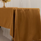Lamour Satin 60"x126" Rectangle Tablecloth Gold - Soft & Silk - Like Table Cover for Upscale Dining - Bell Racket Store