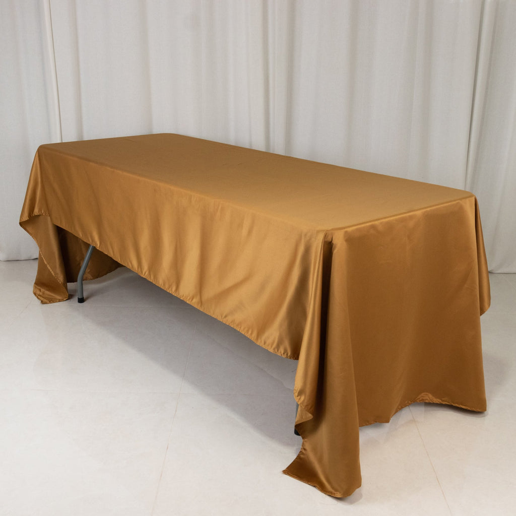 Lamour Satin 60"x126" Rectangle Tablecloth Gold - Soft & Silk - Like Table Cover for Upscale Dining - Bell Racket Store