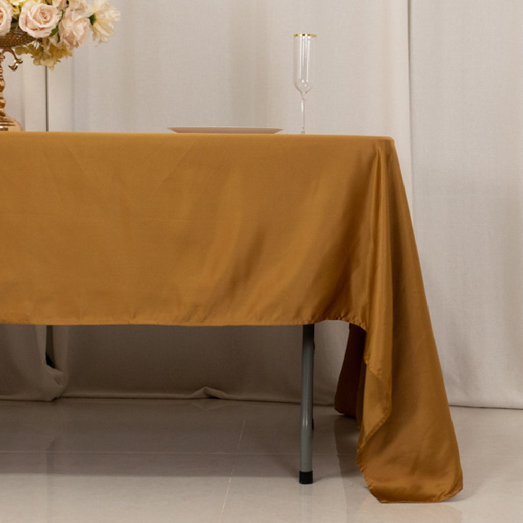 Lamour Satin 60"x126" Rectangle Tablecloth Gold - Soft & Silk - Like Table Cover for Upscale Dining - Bell Racket Store