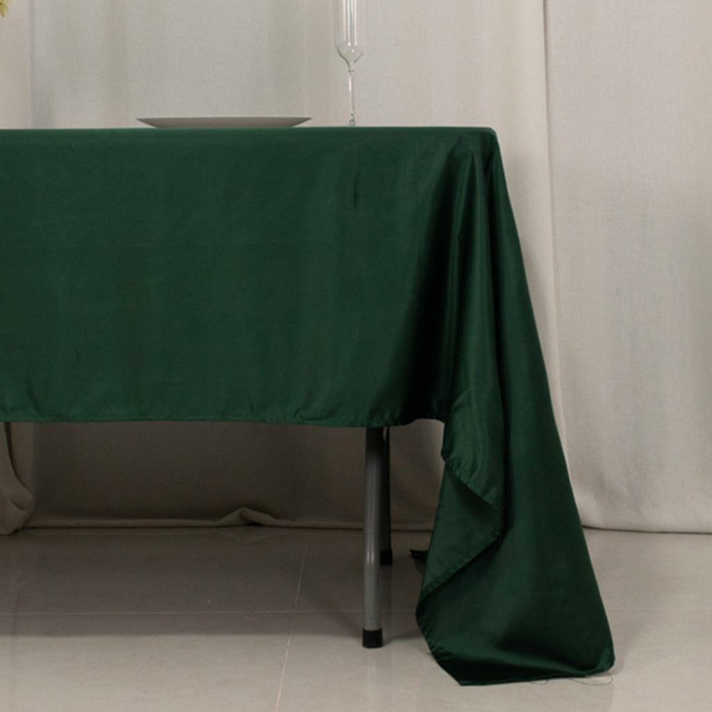 Lamour Satin 60"x126" Rectangle Tablecloth Hunter Emerald Green - Soft & Silk - Like Table Cover - Bell Racket Store