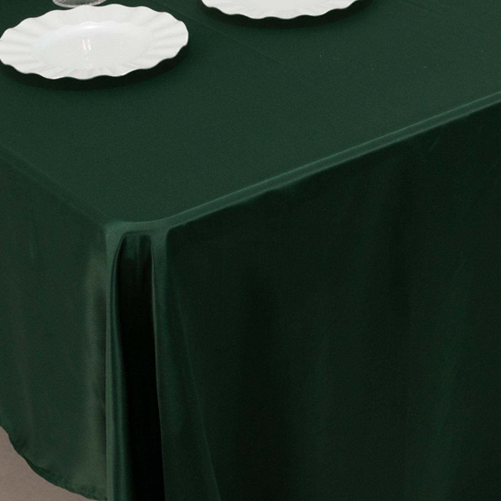 Lamour Satin 60"x126" Rectangle Tablecloth Hunter Emerald Green - Soft & Silk - Like Table Cover - Bell Racket Store
