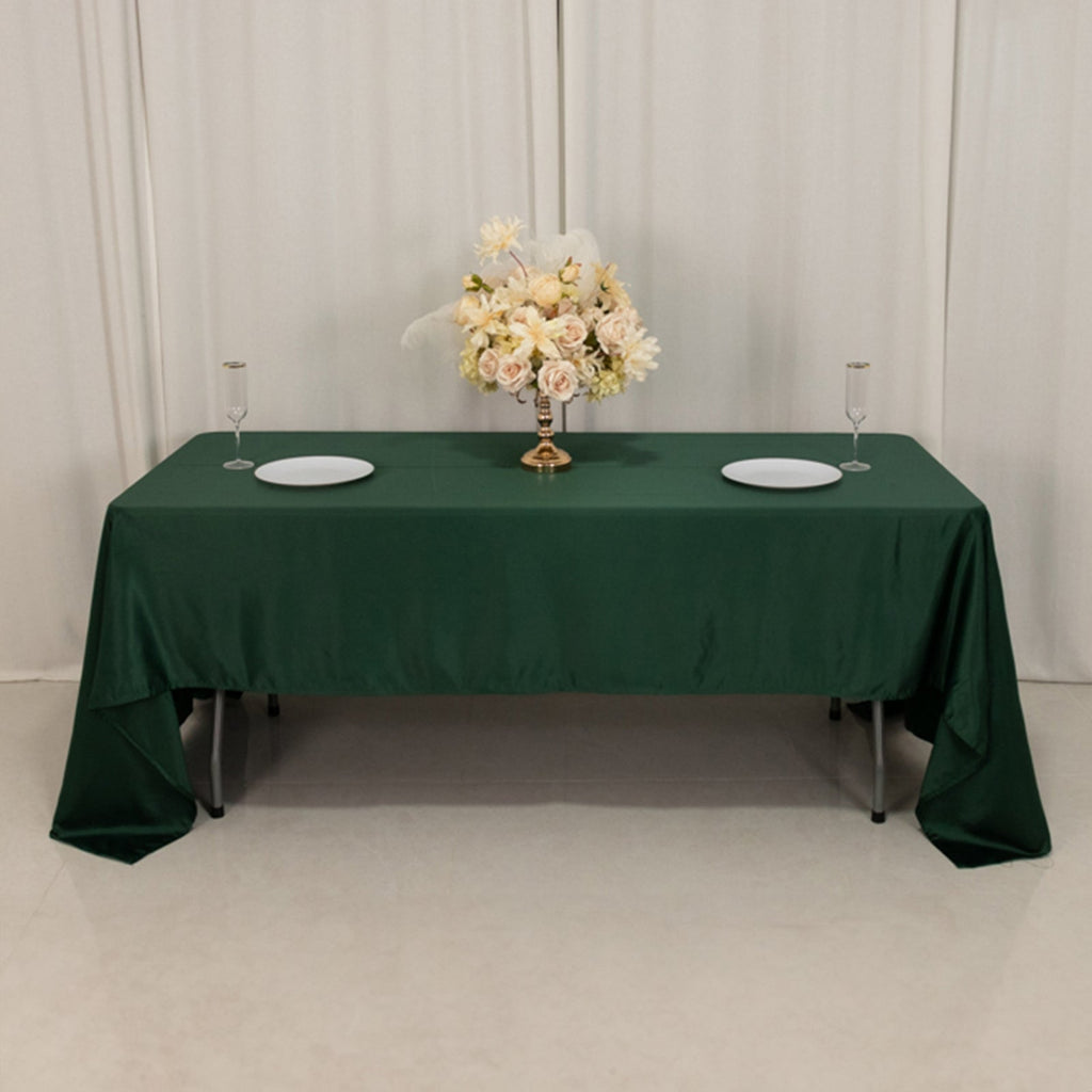 Lamour Satin 60"x126" Rectangle Tablecloth Hunter Emerald Green - Soft & Silk - Like Table Cover - Bell Racket Store