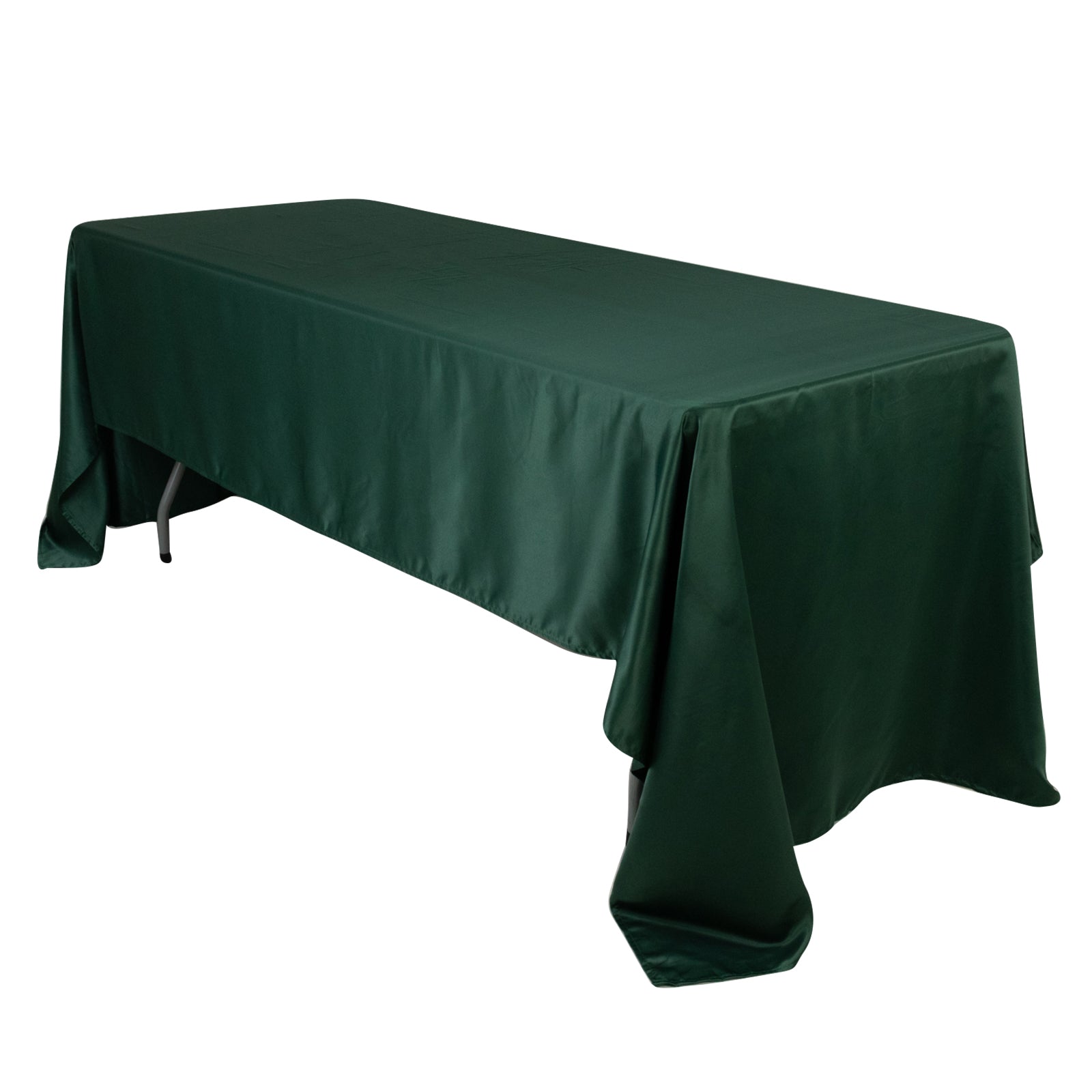 Lamour Satin 60"x126" Rectangle Tablecloth Hunter Emerald Green - Soft & Silk - Like Table Cover - Bell Racket Store
