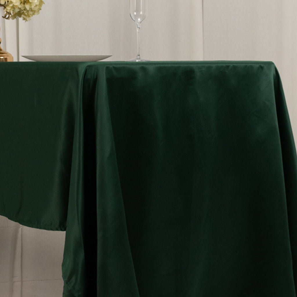 Lamour Satin 60"x126" Rectangle Tablecloth Hunter Emerald Green - Soft & Silk - Like Table Cover - Bell Racket Store
