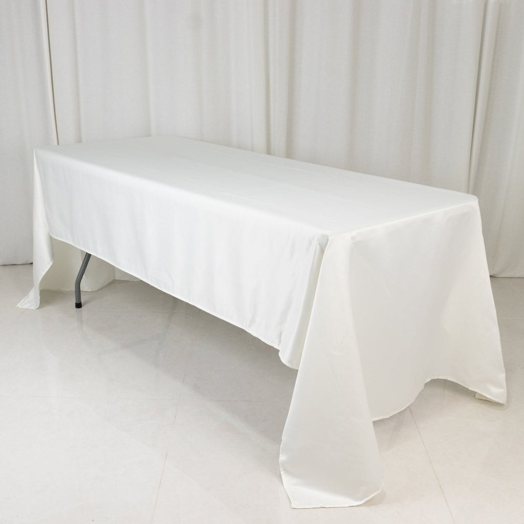 Lamour Satin 60"x126" Rectangle Tablecloth Ivory - Soft & Silk - Like Table Cover - Bell Racket Store