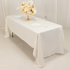 Lamour Satin 60"x126" Rectangle Tablecloth Ivory - Soft & Silk - Like Table Cover - Bell Racket Store
