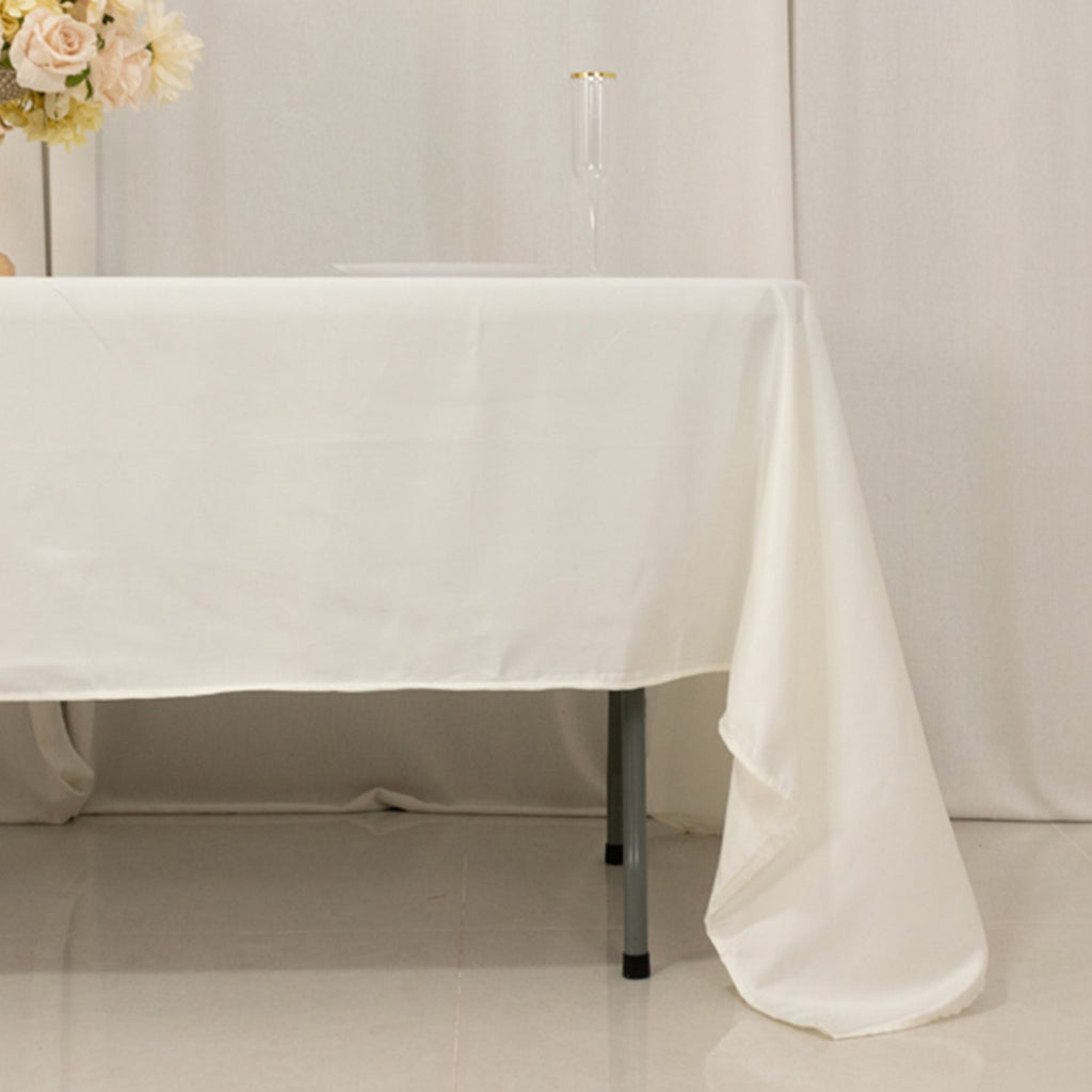 Lamour Satin 60"x126" Rectangle Tablecloth Ivory - Soft & Silk - Like Table Cover - Bell Racket Store