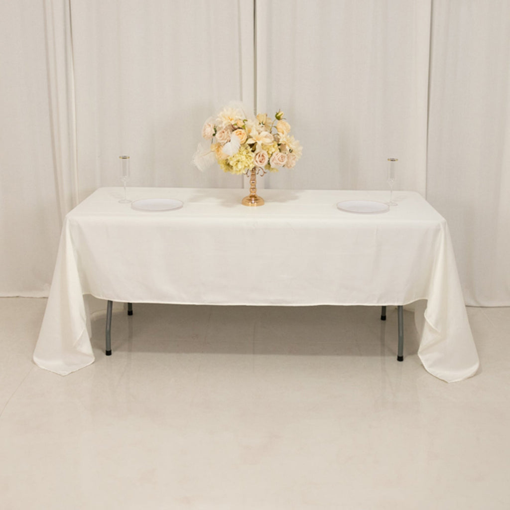 Lamour Satin 60"x126" Rectangle Tablecloth Ivory - Soft & Silk - Like Table Cover - Bell Racket Store