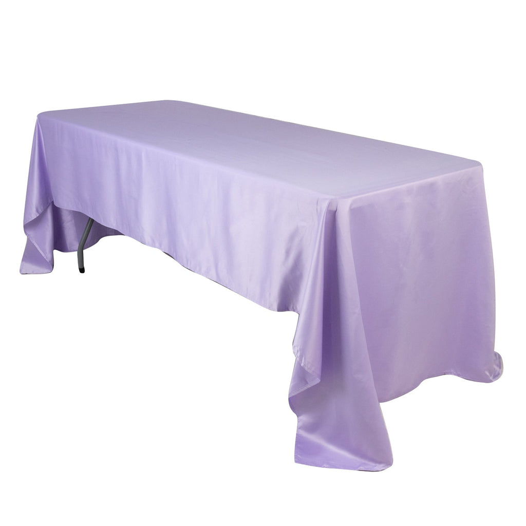 Lamour Satin 60"x126" Rectangle Tablecloth Lavender Lilac - Soft & Silk - Like Table Cover - Bell Racket Store
