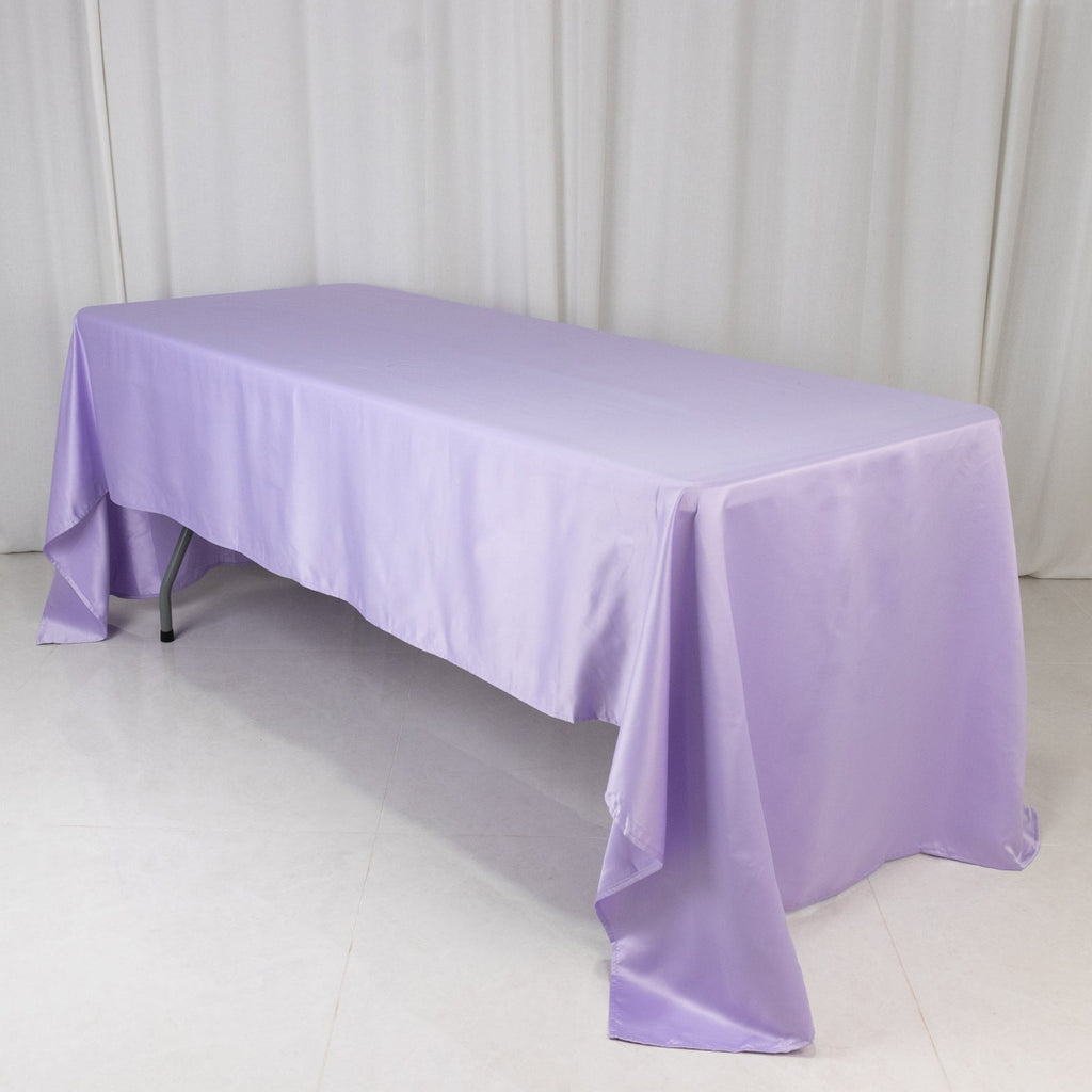 Lamour Satin 60"x126" Rectangle Tablecloth Lavender Lilac - Soft & Silk - Like Table Cover - Bell Racket Store