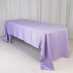 Lamour Satin 60"x126" Rectangle Tablecloth Lavender Lilac - Soft & Silk - Like Table Cover - Bell Racket Store