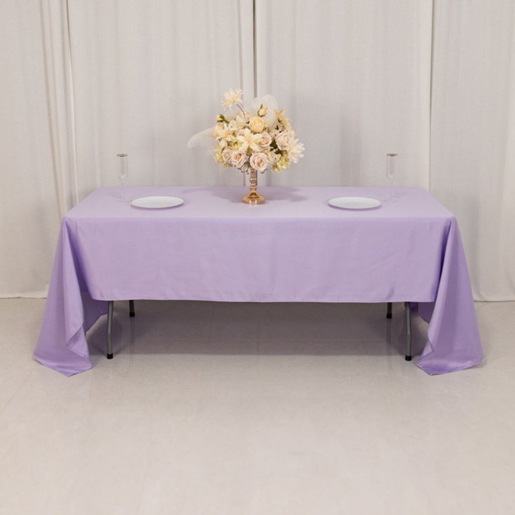 Lamour Satin 60"x126" Rectangle Tablecloth Lavender Lilac - Soft & Silk - Like Table Cover - Bell Racket Store