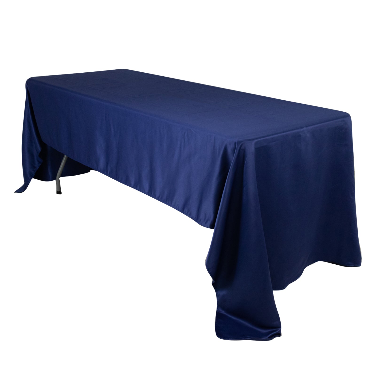 Lamour Satin 60"x126" Rectangle Tablecloth Navy Blue - Soft & Silk - Like Table Cover - Bell Racket Store