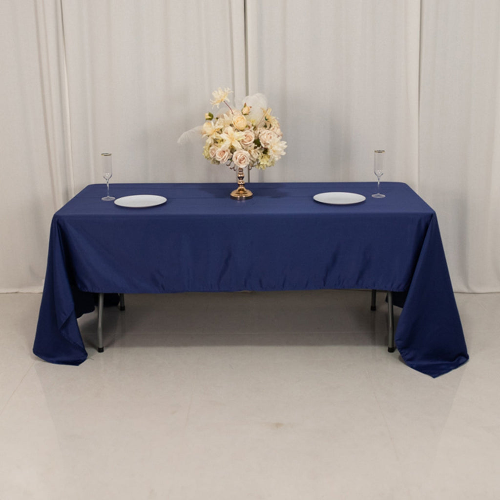 Lamour Satin 60"x126" Rectangle Tablecloth Navy Blue - Soft & Silk - Like Table Cover - Bell Racket Store