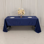 Lamour Satin 60"x126" Rectangle Tablecloth Navy Blue - Soft & Silk - Like Table Cover - Bell Racket Store