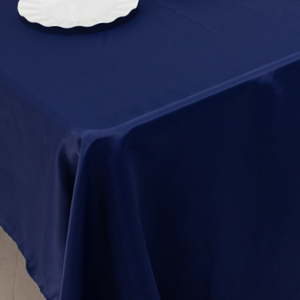 Lamour Satin 60"x126" Rectangle Tablecloth Navy Blue - Soft & Silk - Like Table Cover - Bell Racket Store