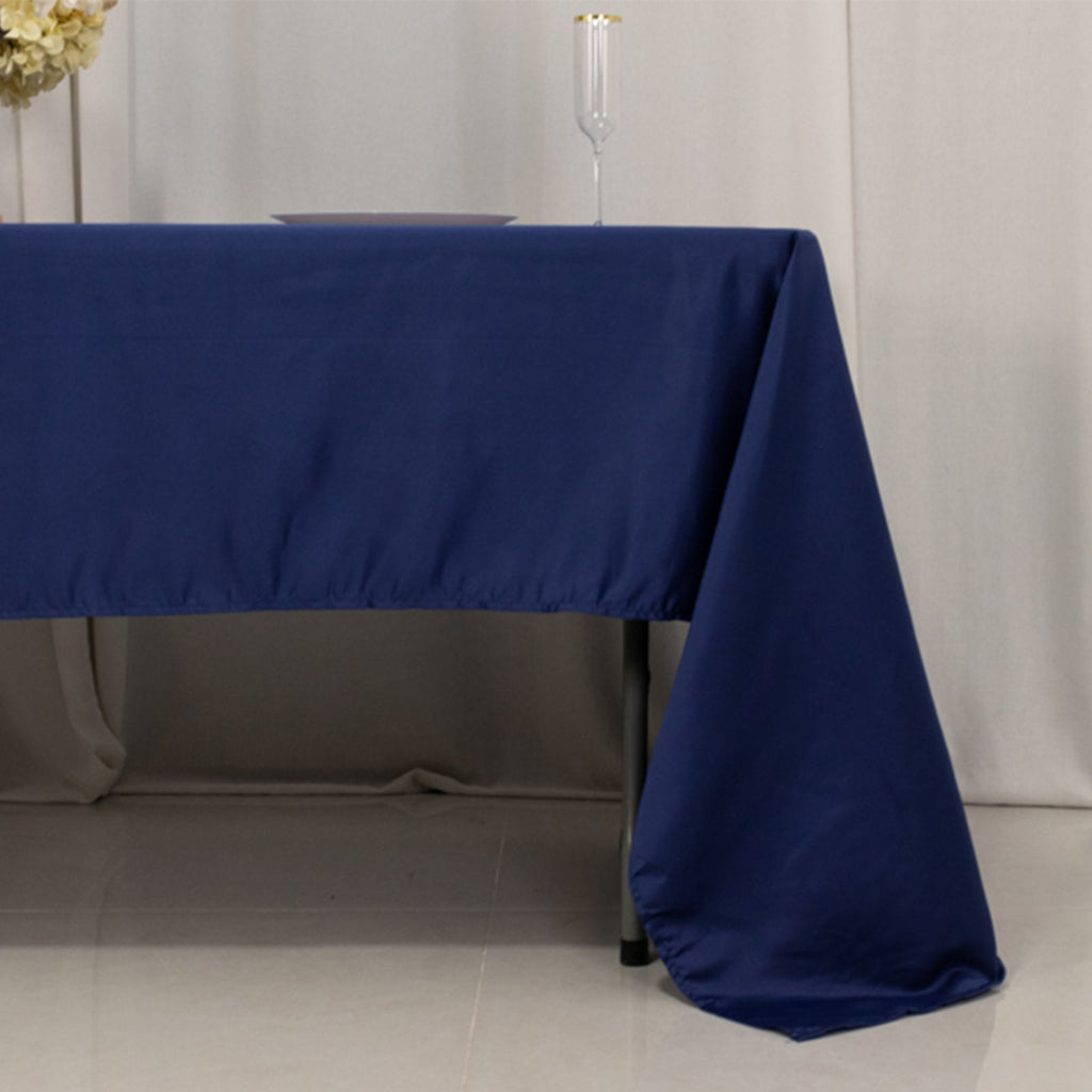 Lamour Satin 60"x126" Rectangle Tablecloth Navy Blue - Soft & Silk - Like Table Cover - Bell Racket Store