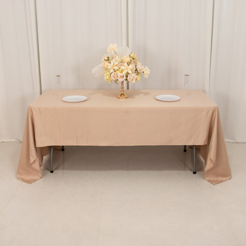Lamour Satin 60"x126" Rectangle Tablecloth Nude - Soft & Silk - Like Table Cover - Bell Racket Store